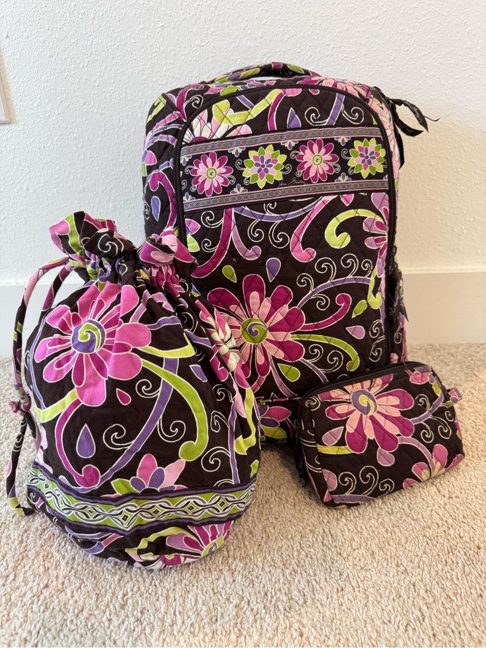 Vera Bradley Discontinued Purple Punch Back to School Set
